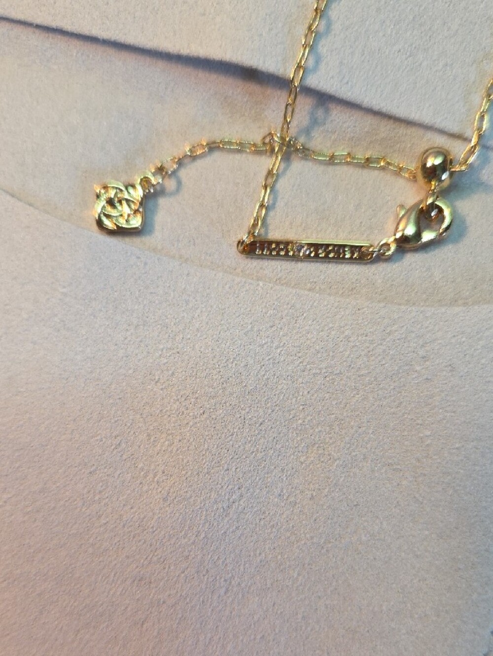 Kendra Scott Gold Crescent Moon Necklace with Iridescent Green Stone - Picture 2 of 3